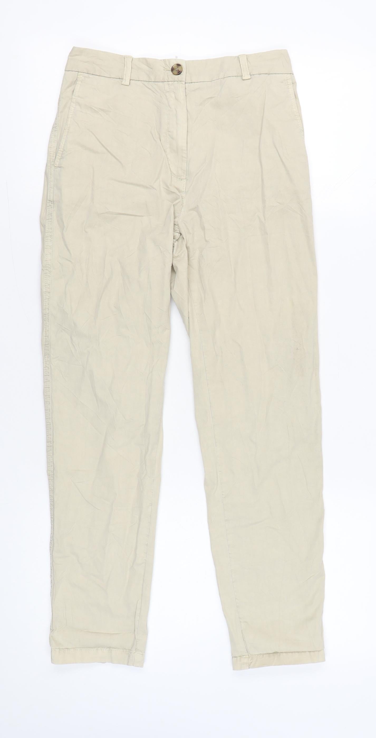 Marks and Spencer Womens Beige Size 6 Chino Trousers Straight Leg