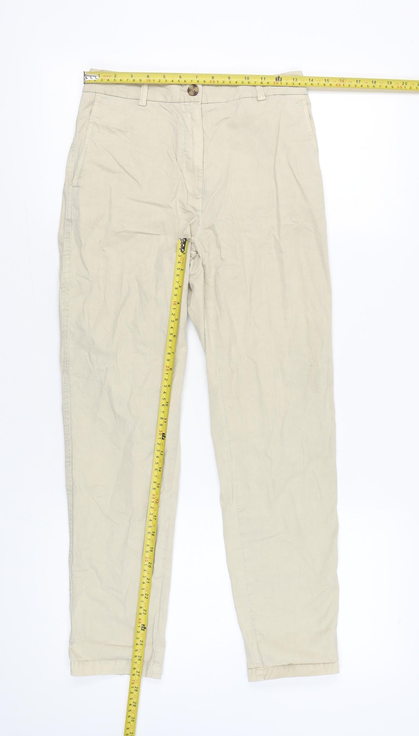 Marks and Spencer Womens Beige Size 6 Chino Trousers Straight Leg