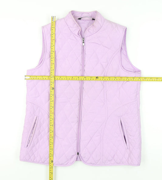 BM Casual Womens Purple Quilted Waistcoat Gilet Size 12 Zip Padded Vest