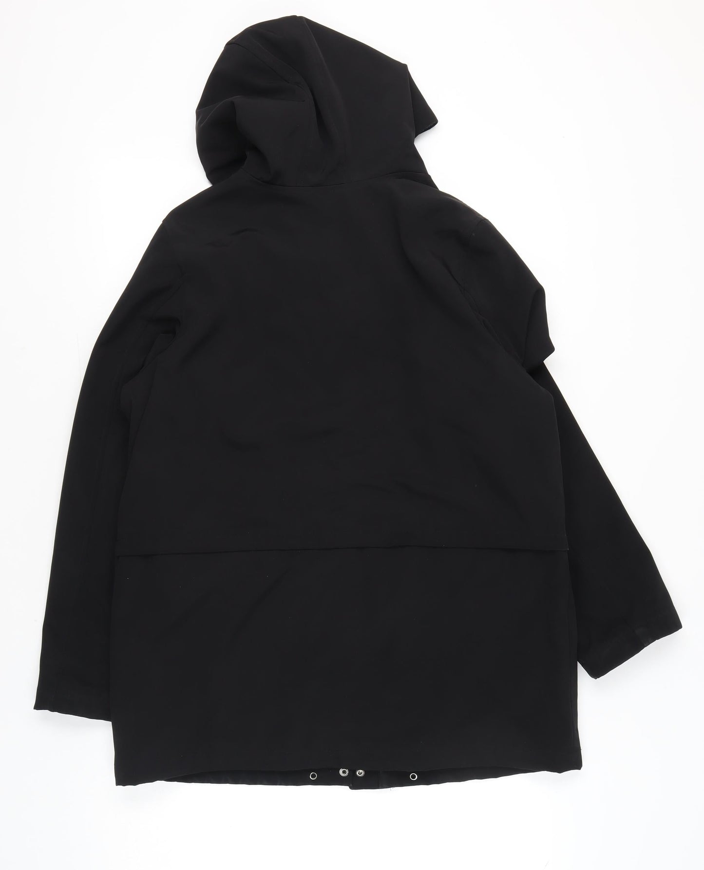 BHS Womens Black Polyester Hooded Parka Coat Size 14 Regular