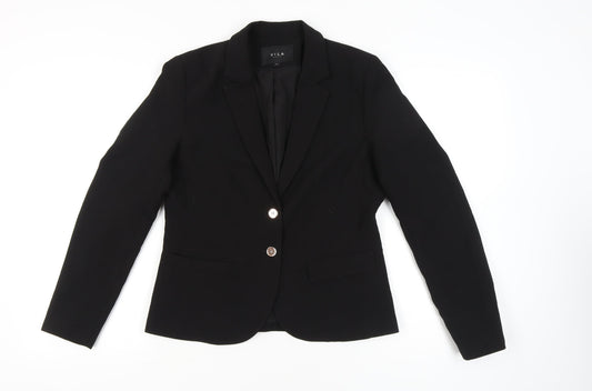 Vila Women’s Black Blazer Jacket Size M Notch Lapel Tailored Workwear