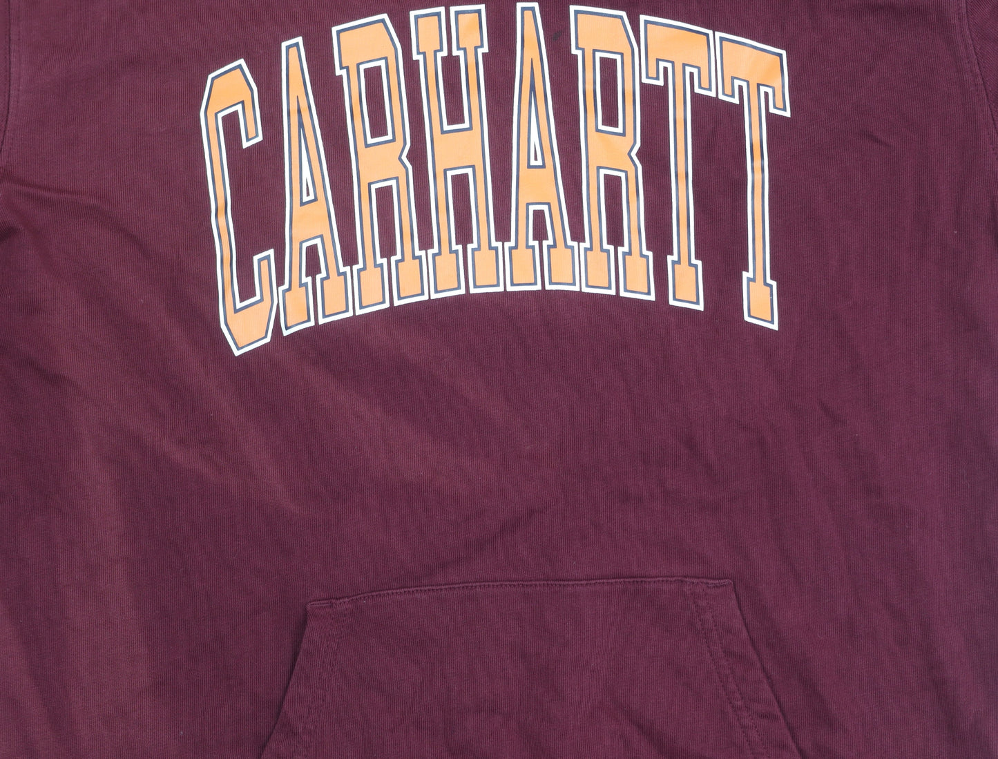 Carhartt Men’s Red Pullover Hoodie M Logo Graphic Cotton Sweatshirt