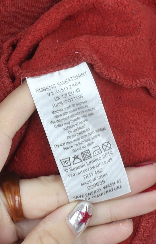 Seasalt Cornwall Women’s Red Cotton Pullover Sweatshirt UK 12