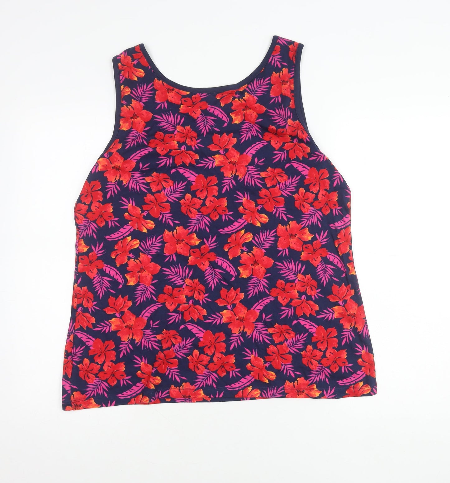 Lands' End Women’s Multicoloured Floral Tank Top XL Cotton Scoop Neck