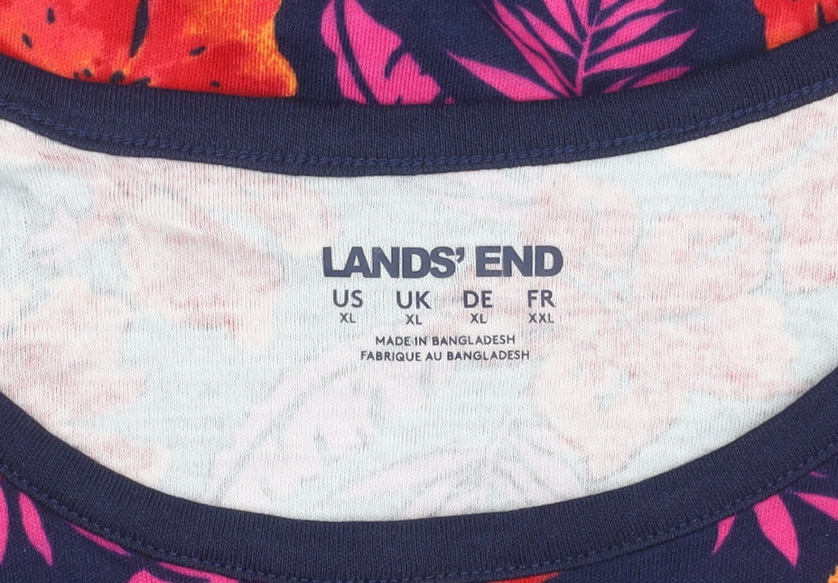 Lands' End Women’s Multicoloured Floral Tank Top XL Cotton Scoop Neck