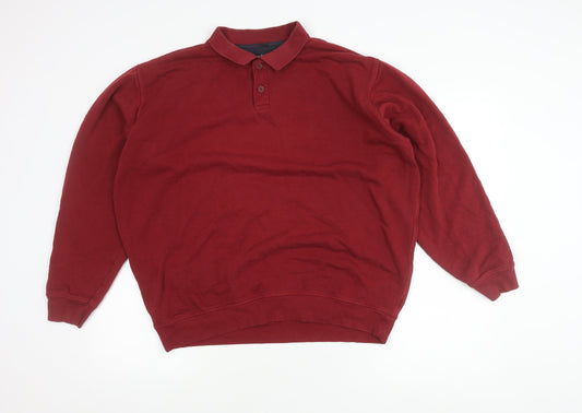 James Pringle Men’s Red XL Long Sleeve Cotton Blend Polo Shirt