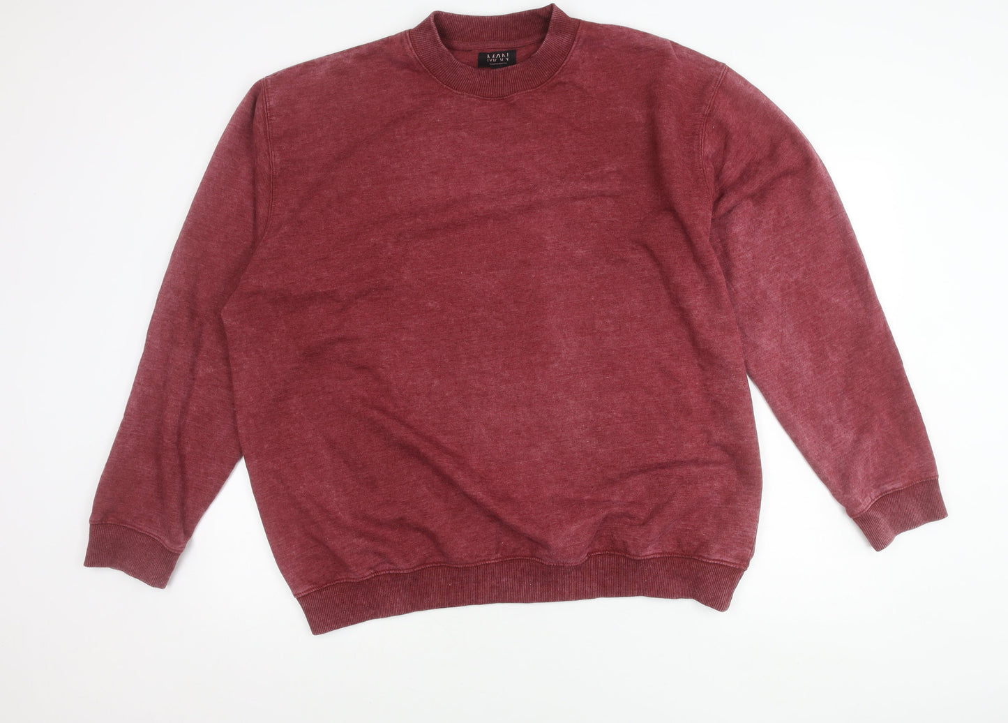 boohooMAN Men’s Red Crew Neck Pullover Sweatshirt Size L