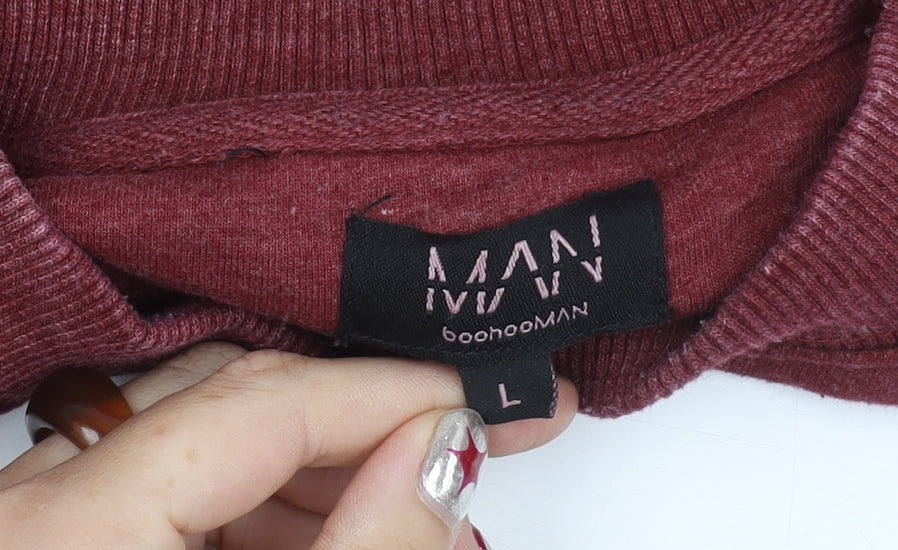 boohooMAN Men’s Red Crew Neck Pullover Sweatshirt Size L