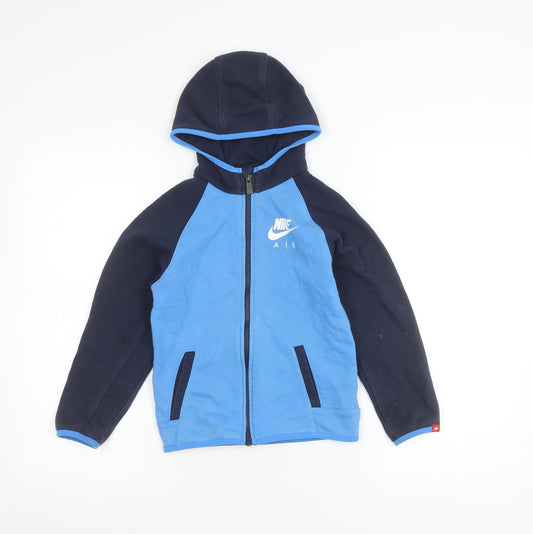 Nike Boys Blue Full Zip Hoodie Jacket 6-7Y Cotton Blend Sportswear
