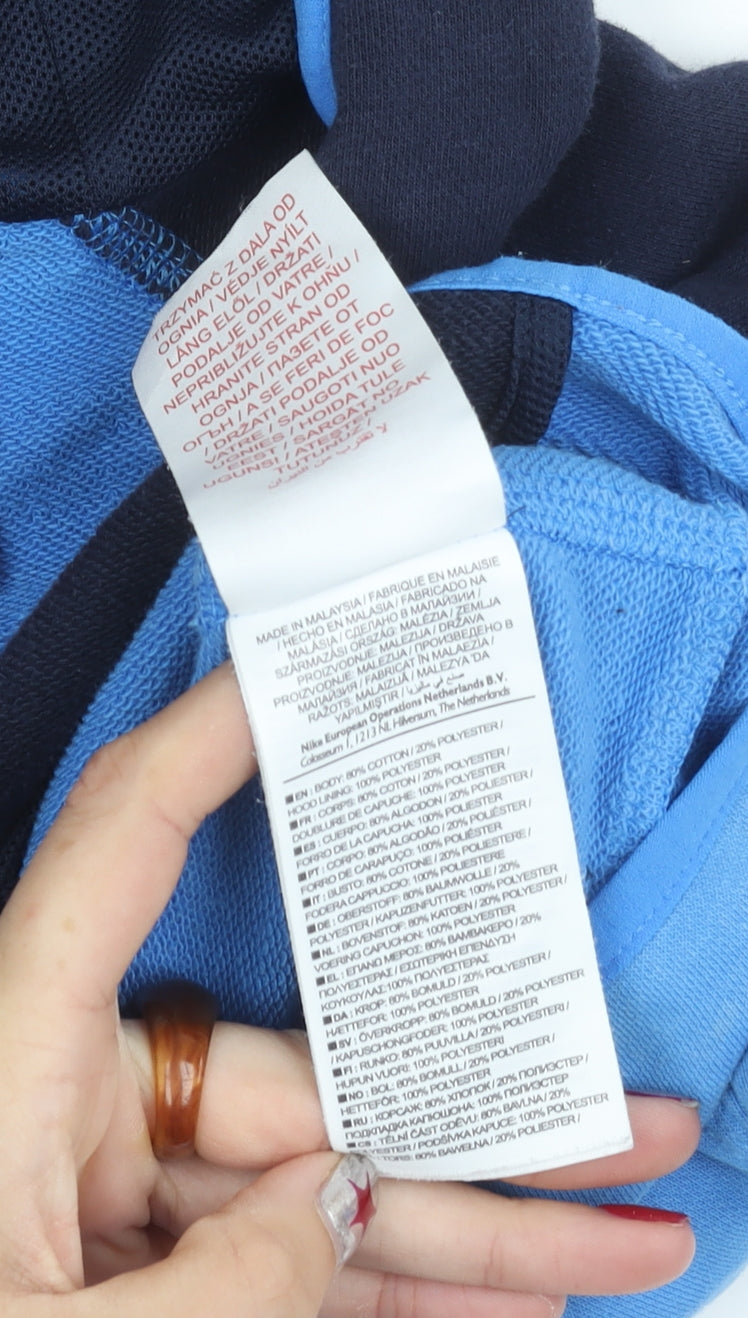 Nike Boys Blue Full Zip Hoodie Jacket 6-7Y Cotton Blend Sportswear