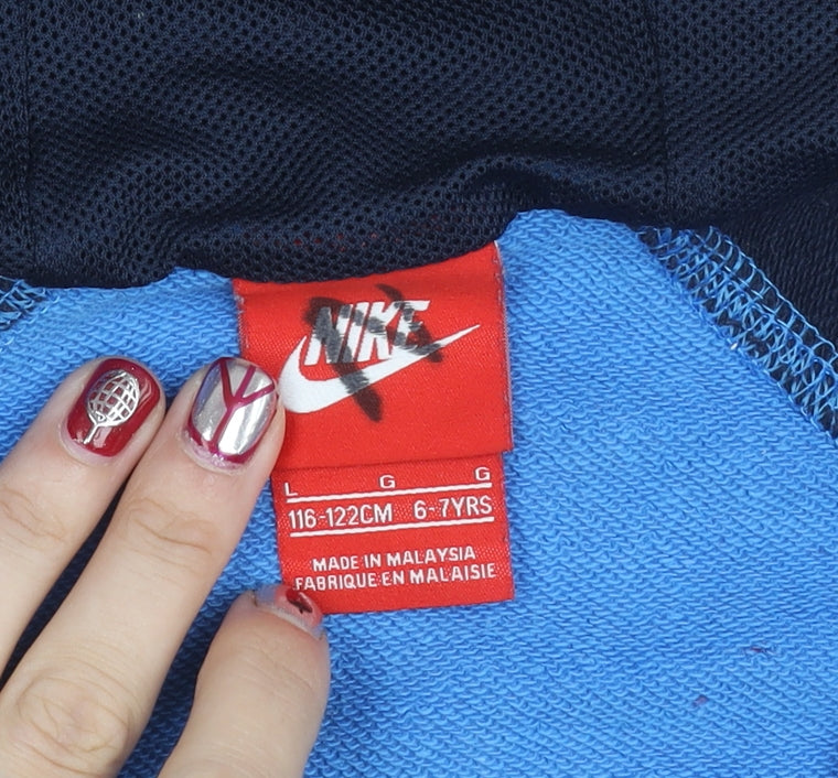 Nike Boys Blue Full Zip Hoodie Jacket 6-7Y Cotton Blend Sportswear