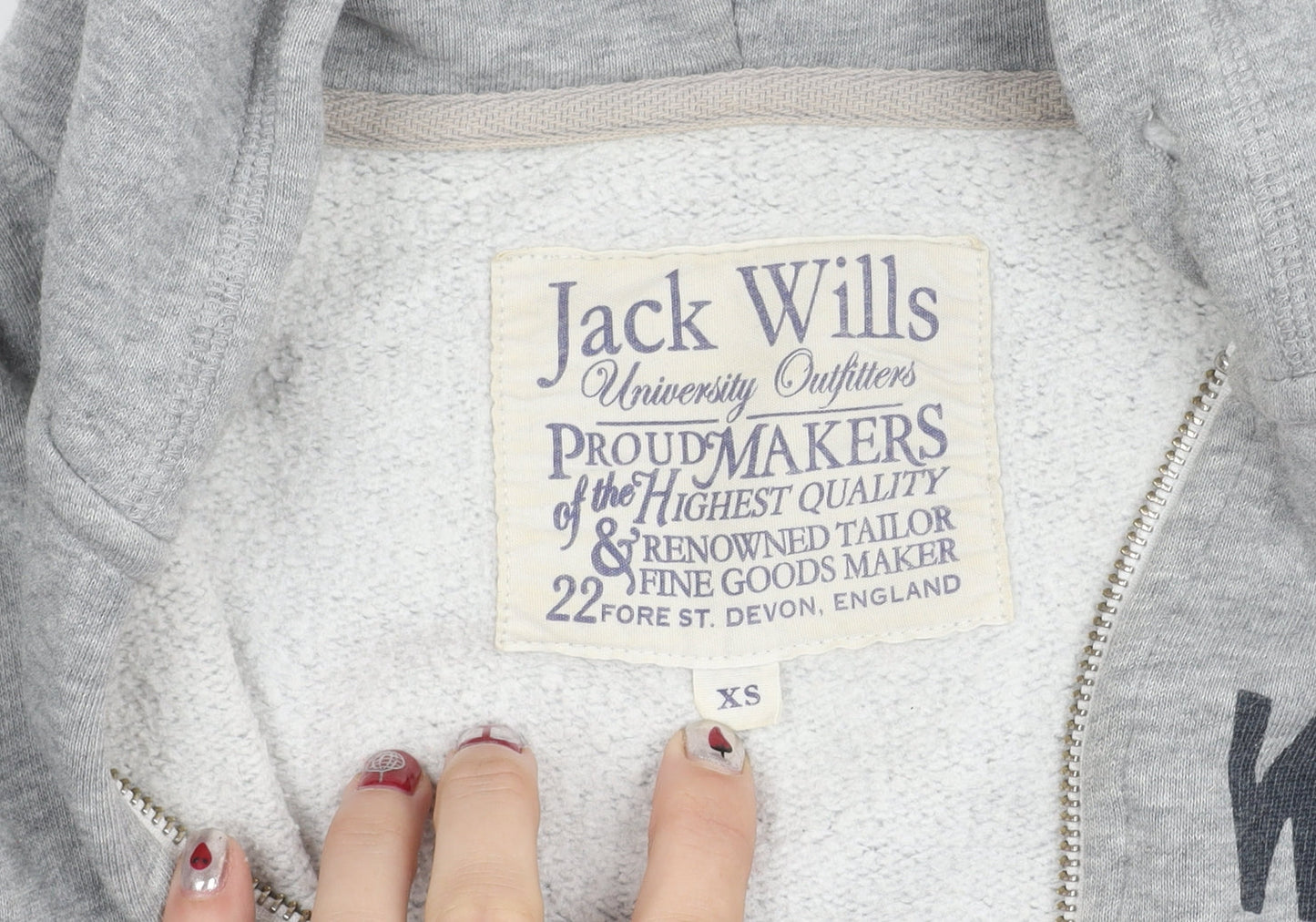 Jack Wills Mens Grey XS Hooded Full Zip Fleece Jacket