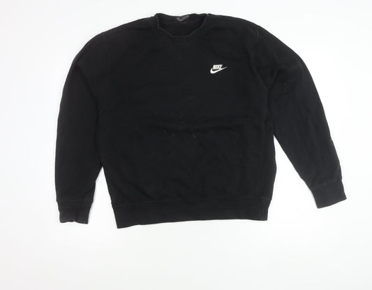 Nike Mens Black M Pullover Crew Neck Sweatshirt Logo Sports