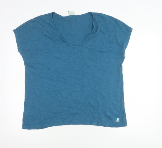Mousqueton Womens Blue Cotton V-Neck T-Shirt Size 14 Casual