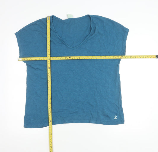Mousqueton Womens Blue Cotton V-Neck T-Shirt Size 14 Casual