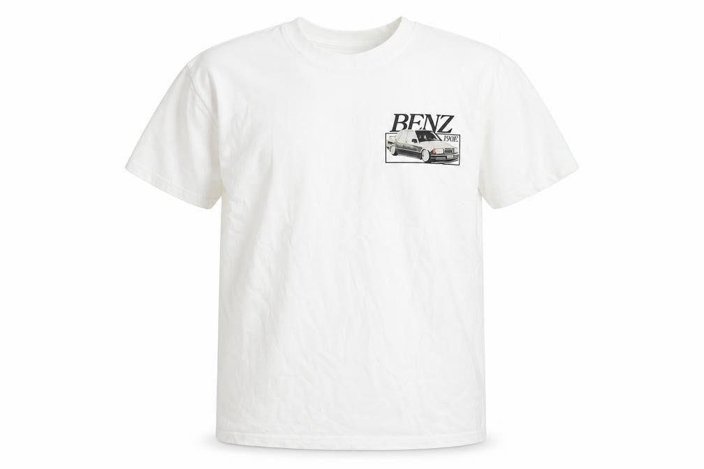 Vintage Giant Tee Jays Unisex White Small Benz Car Graphic T-Shirt