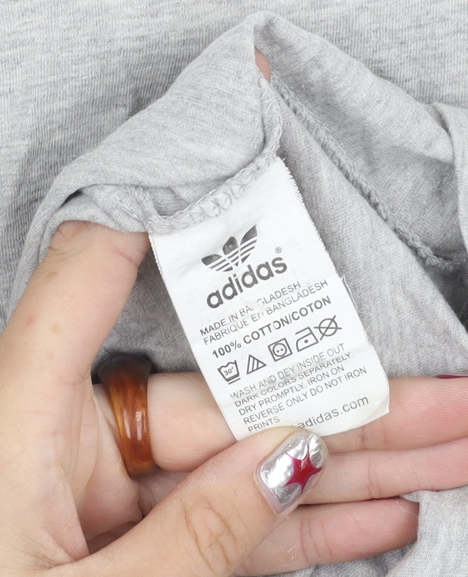 Adidas Men’s Grey M Short Sleeve Crew Neck Cotton Logo T-Shirt