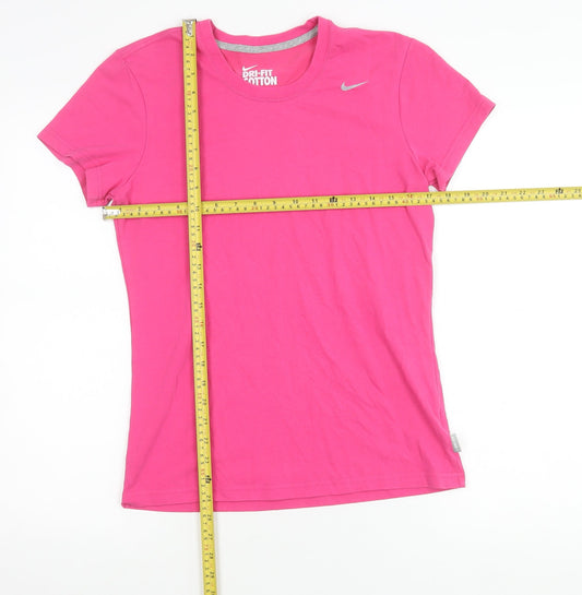 Nike Womens Pink Dri-Fit Cotton T-Shirt M Short Sleeve Sports Tee