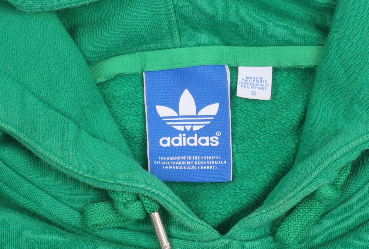 Adidas Mens Green Pullover Hoodie Small Logo Sportswear