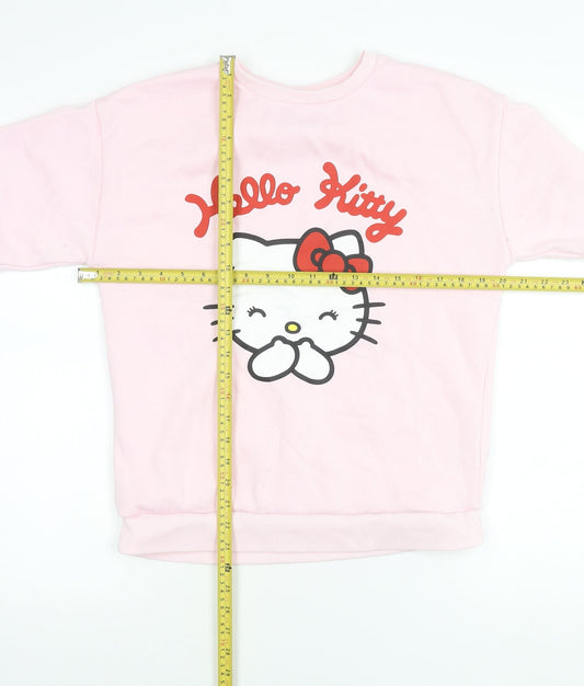Hello Kitty Girls Pink Pullover Sweatshirt 14-15 Years Graphic Print