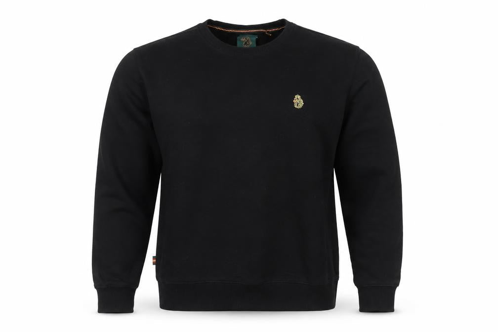 Front view of Luke Sport Men's Black Sweatshirt L Pullover Crew Neck Cotton