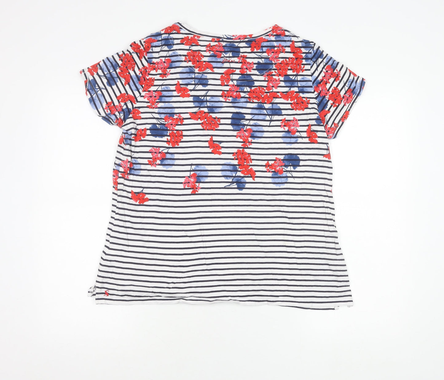 Joules Womens Multicoloured Floral Stripe Cotton T-Shirt UK 18