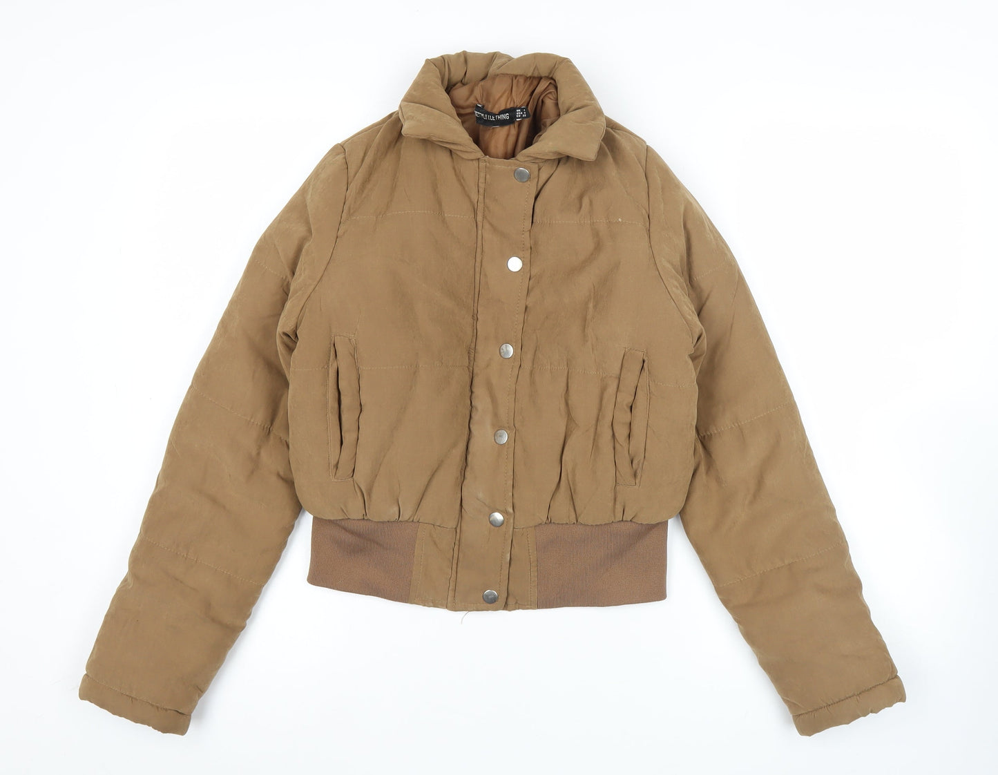 PrettyLittleThing Women Brown Size 4 Cropped Puffer Jacket