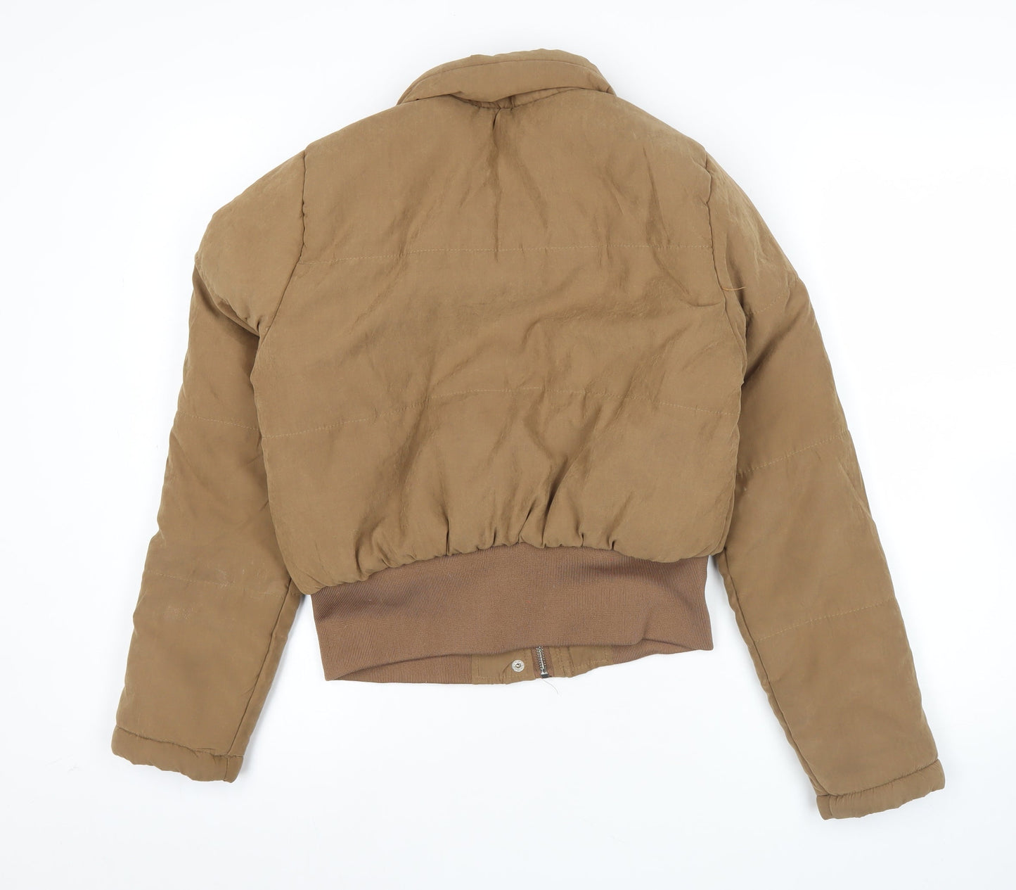 PrettyLittleThing Women Brown Size 4 Cropped Puffer Jacket