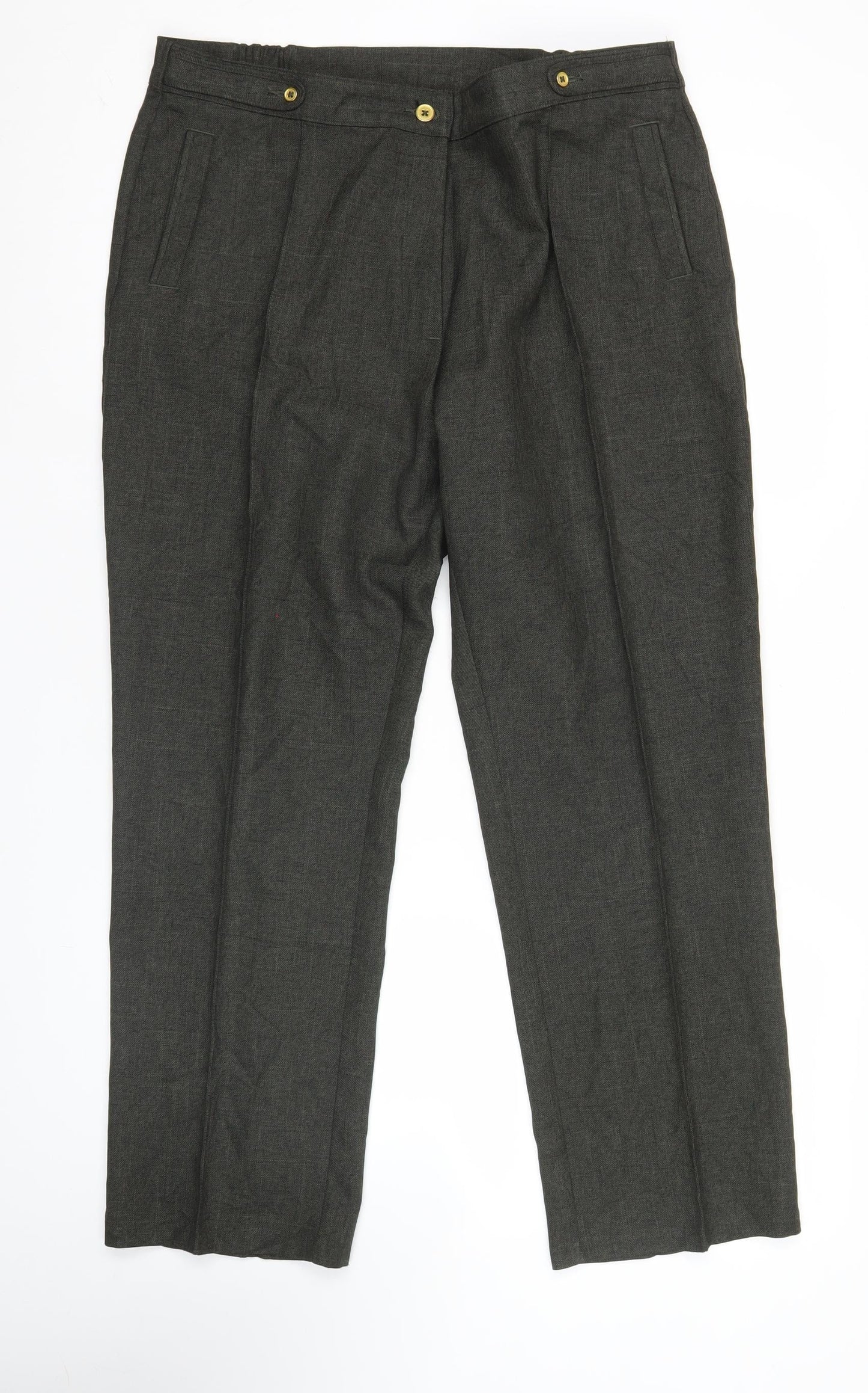 Marks and Spencer Women's Green Polyester Blend Pleated Work Trousers XL
