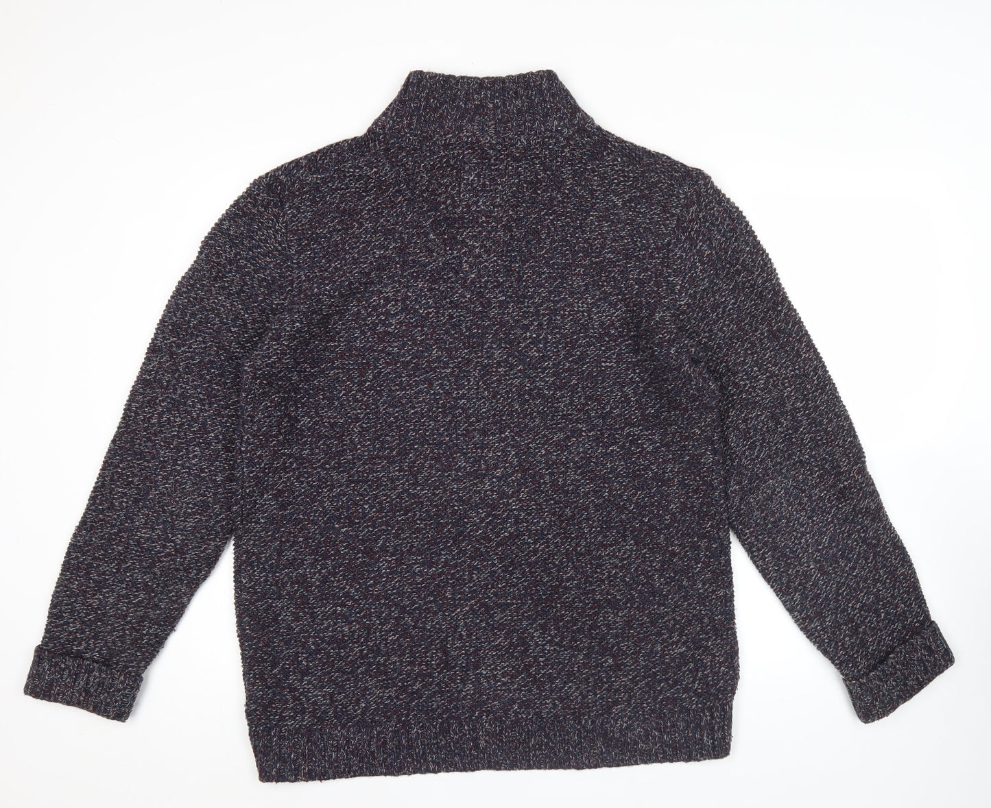 Fat Face Men’s Blue M Henley Mock Neck Chunky Knit Jumper