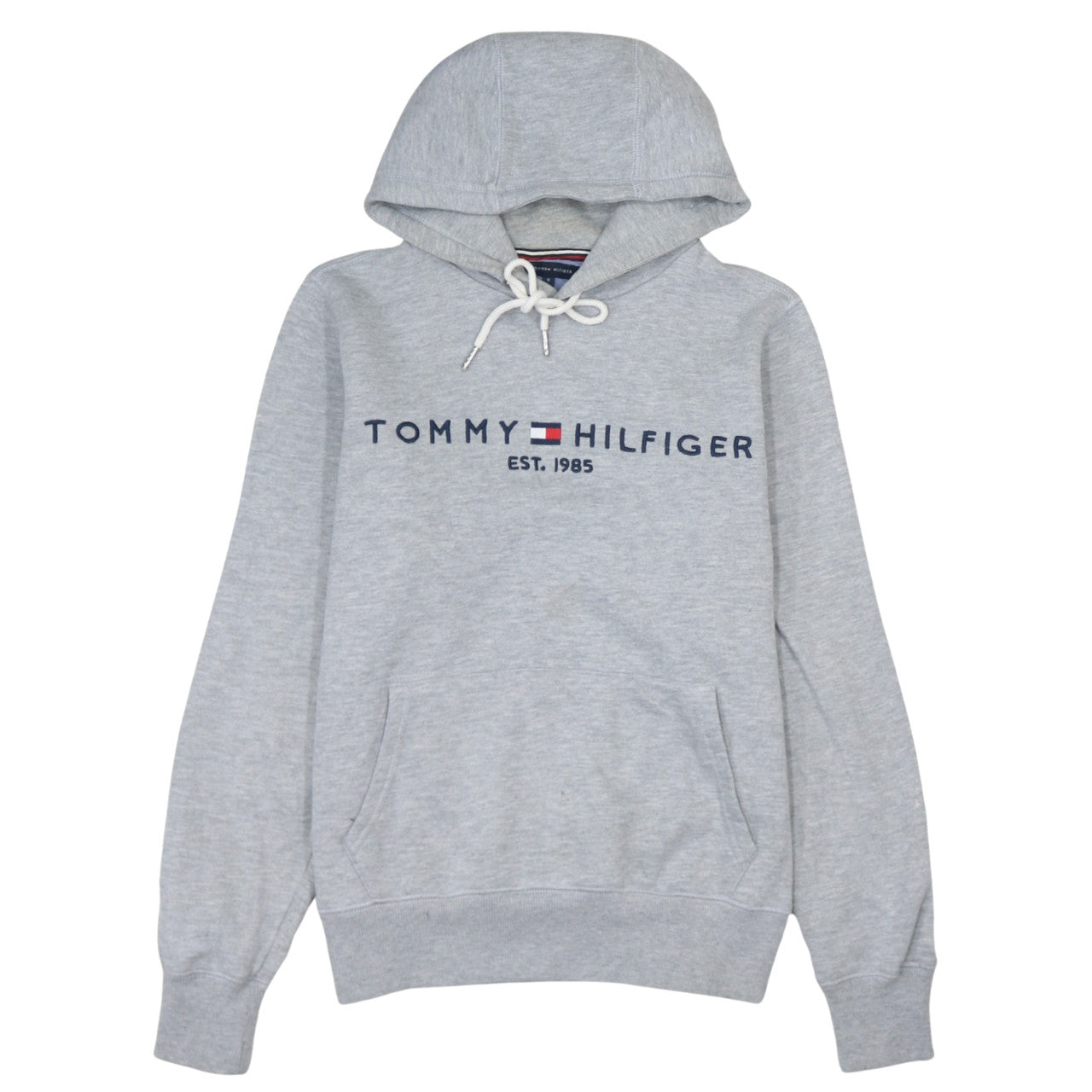 Tommy Hilfiger Men’s Grey Pullover Hoodie Small Logo Graphic Classic
