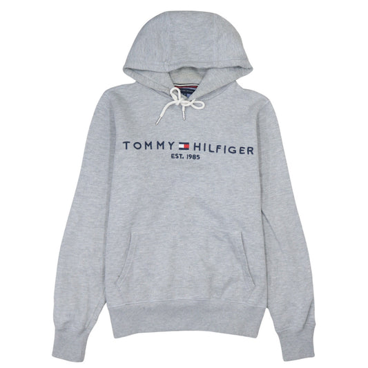 Tommy Hilfiger Men’s Grey Pullover Hoodie Small Logo Graphic Classic