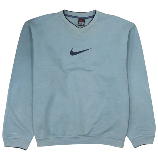 Nike Men’s Blue L Pullover Sweatshirt V-Neck Logo Sportswear