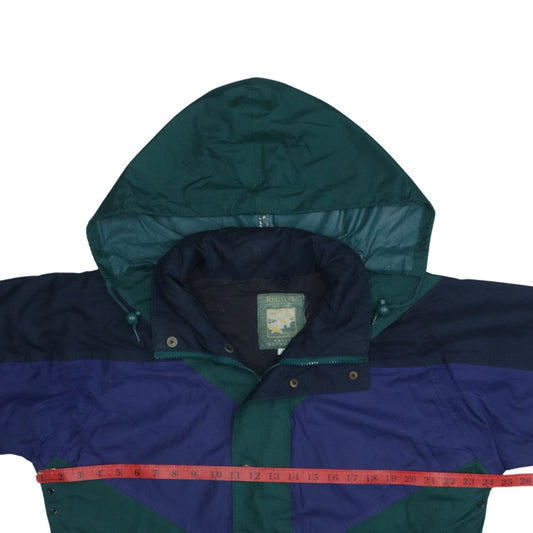 Regatta Men’s Green Navy Parka Jacket S 38in Waterproof Hooded 90s Outdoor