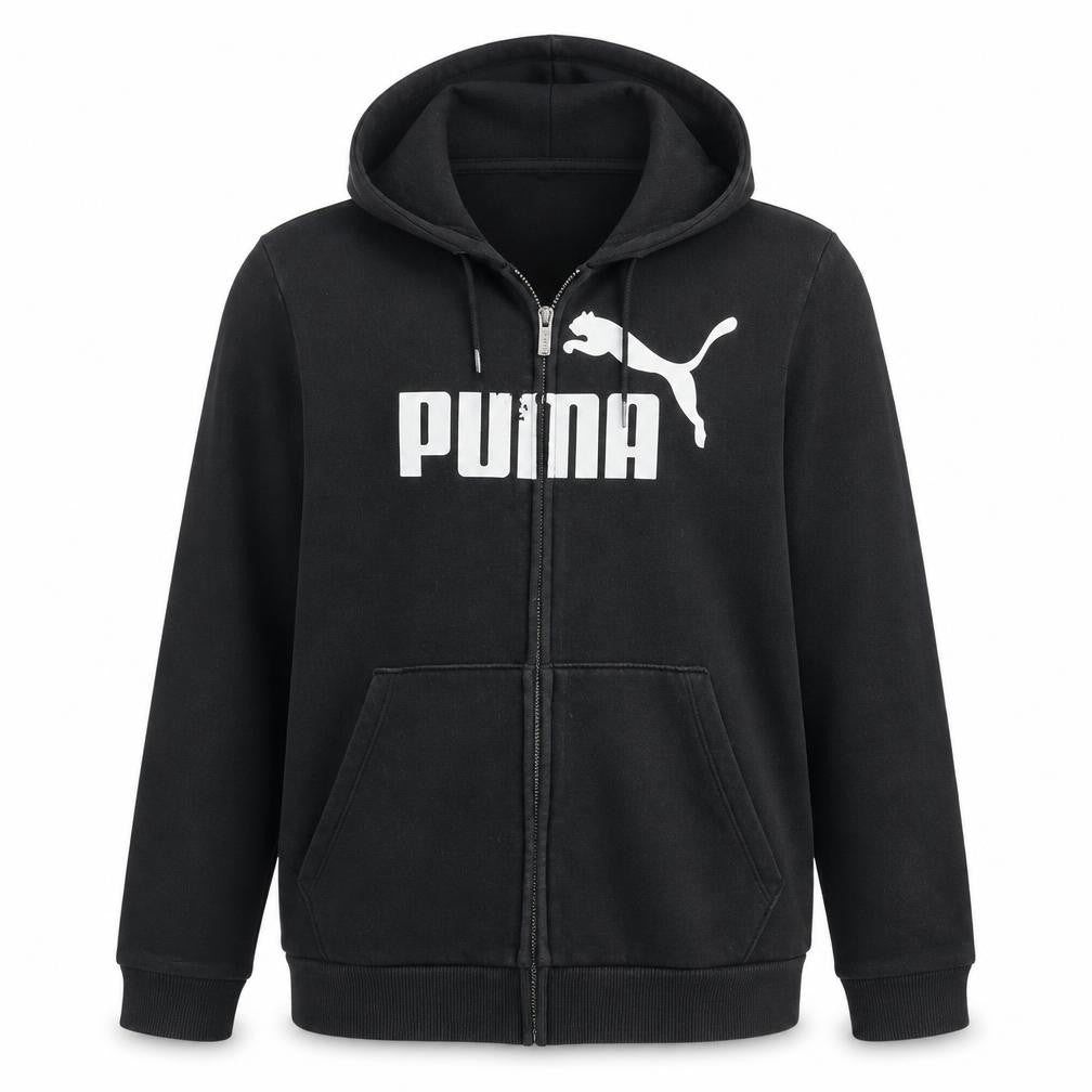 Mens UK XL Regular PUMA Black Full Zip Hoodie
