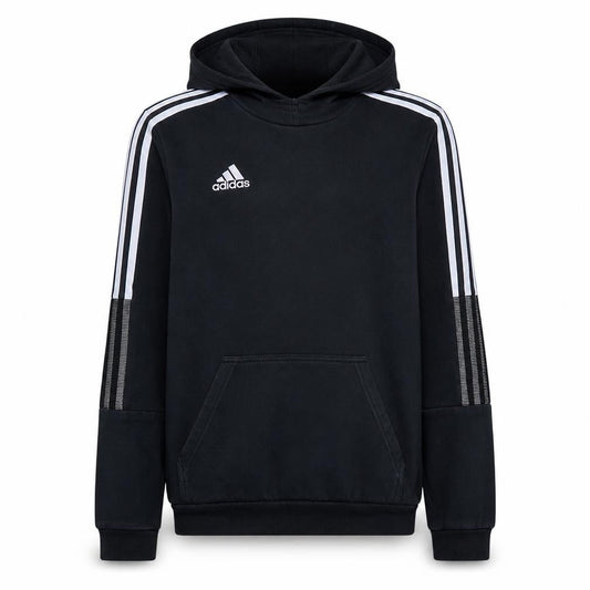 Front view of Adidas Men’s Black Small Pullover Hoodie Long Sleeve Sportswear