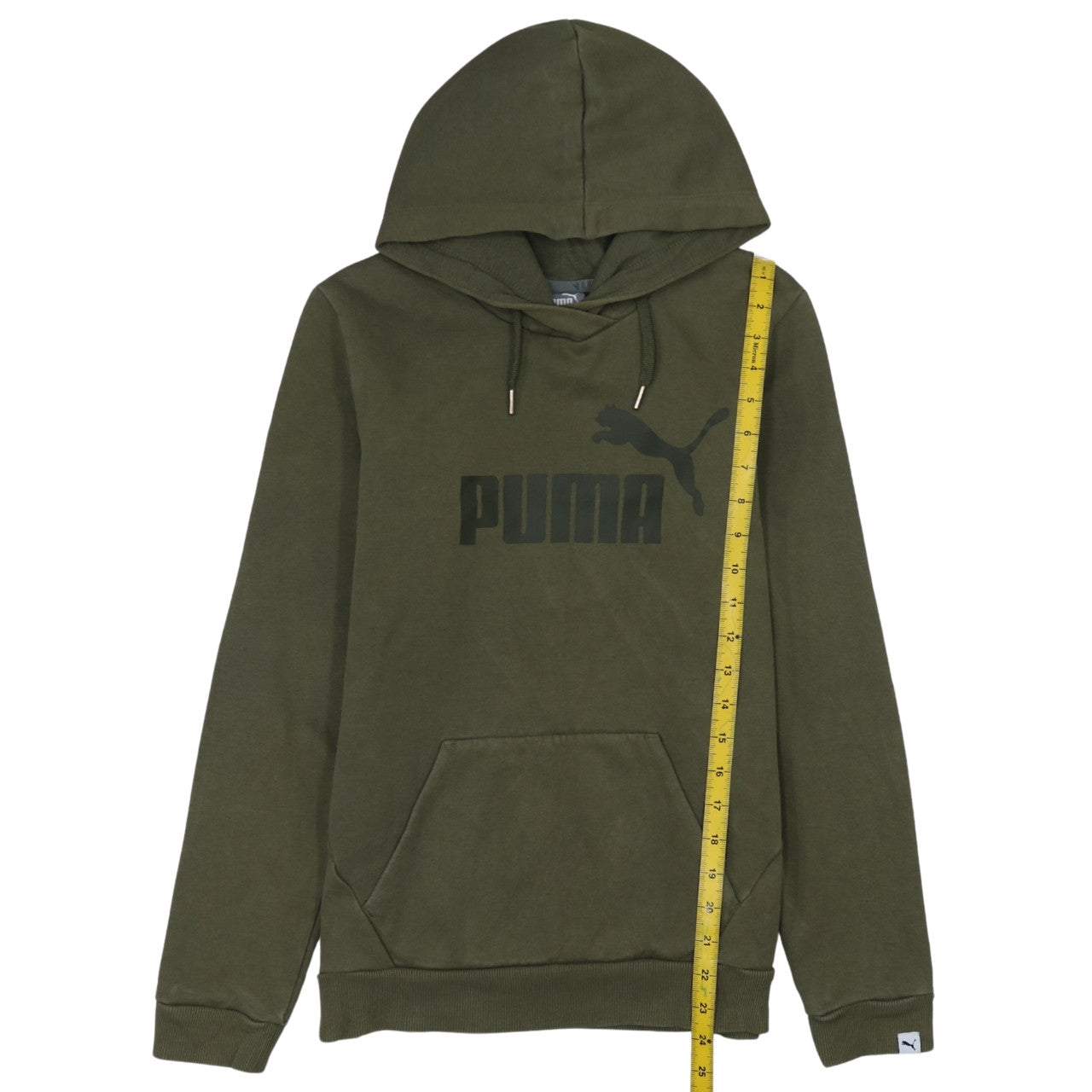 Puma Mens Green Pullover Hoodie Size M Regular Fit Sports Logo
