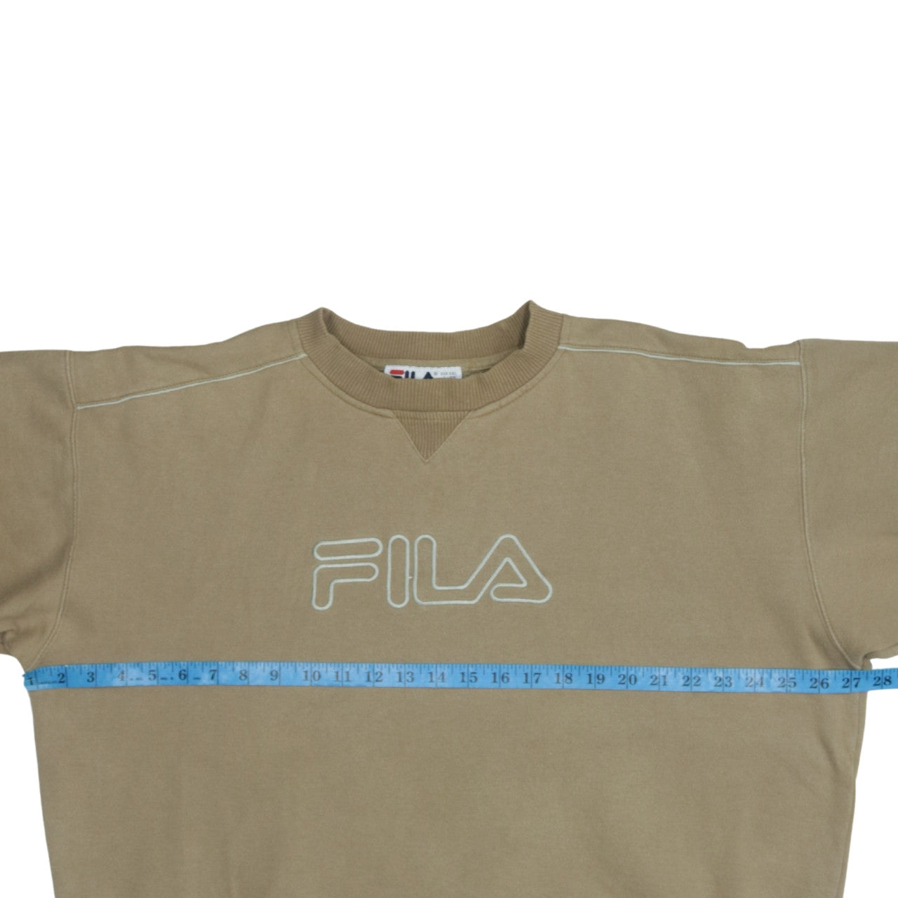 FILA Mens Beige Pullover Sweatshirt 2XL Crew Neck Logo Sportswear