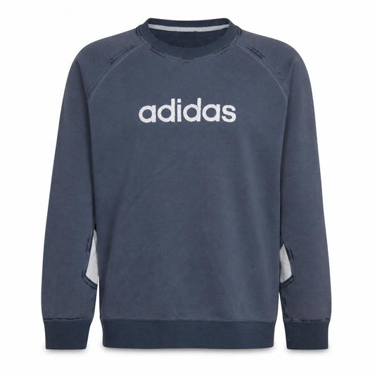 Front view of Adidas men’s blue xl sweatshirt pullover logo crew neck long sleeve