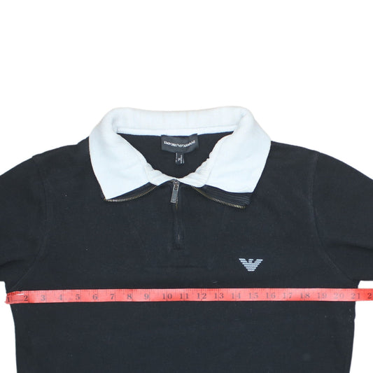 Emporio Armani Men's Black XL Collared 1/4 Zip Cotton Jumper