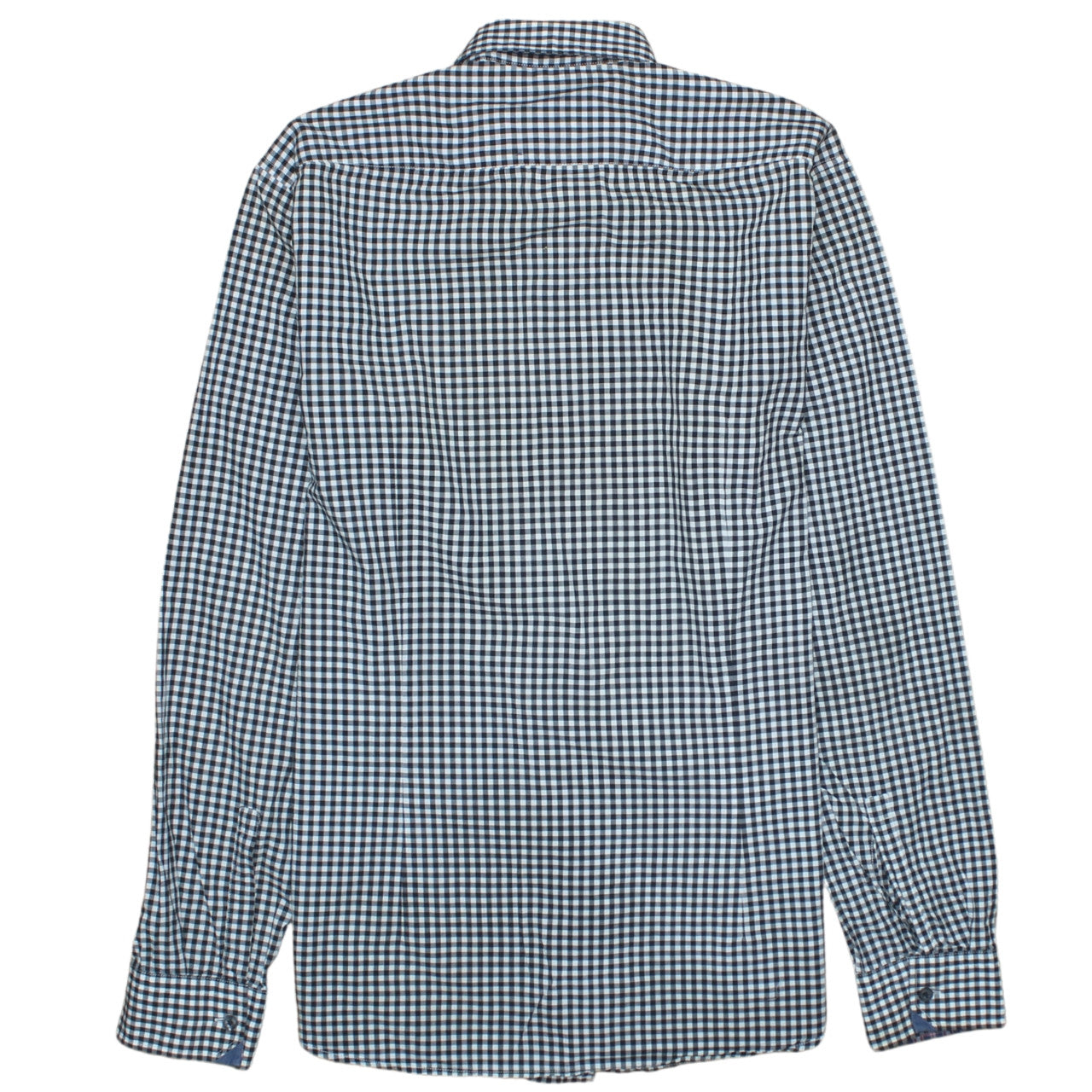 Hugo Boss Men’s Blue Check Cotton Shirt M Regular Fit Long Sleeve