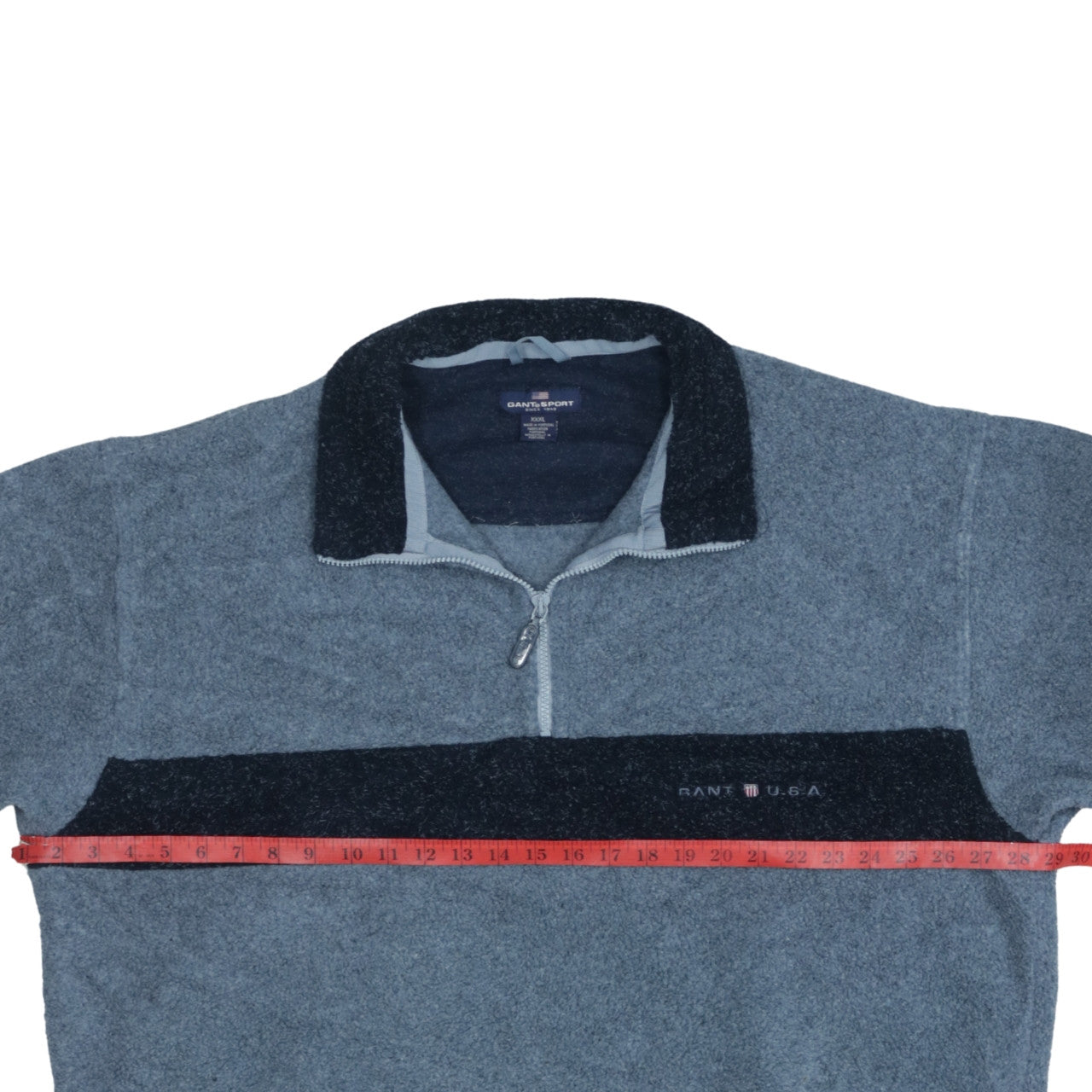 Gant Mens Grey 3XL Fleece 1/4 Zip Pullover Sweatshirt