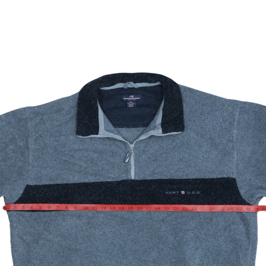 Gant Mens Grey 3XL Fleece 1/4 Zip Pullover Sweatshirt