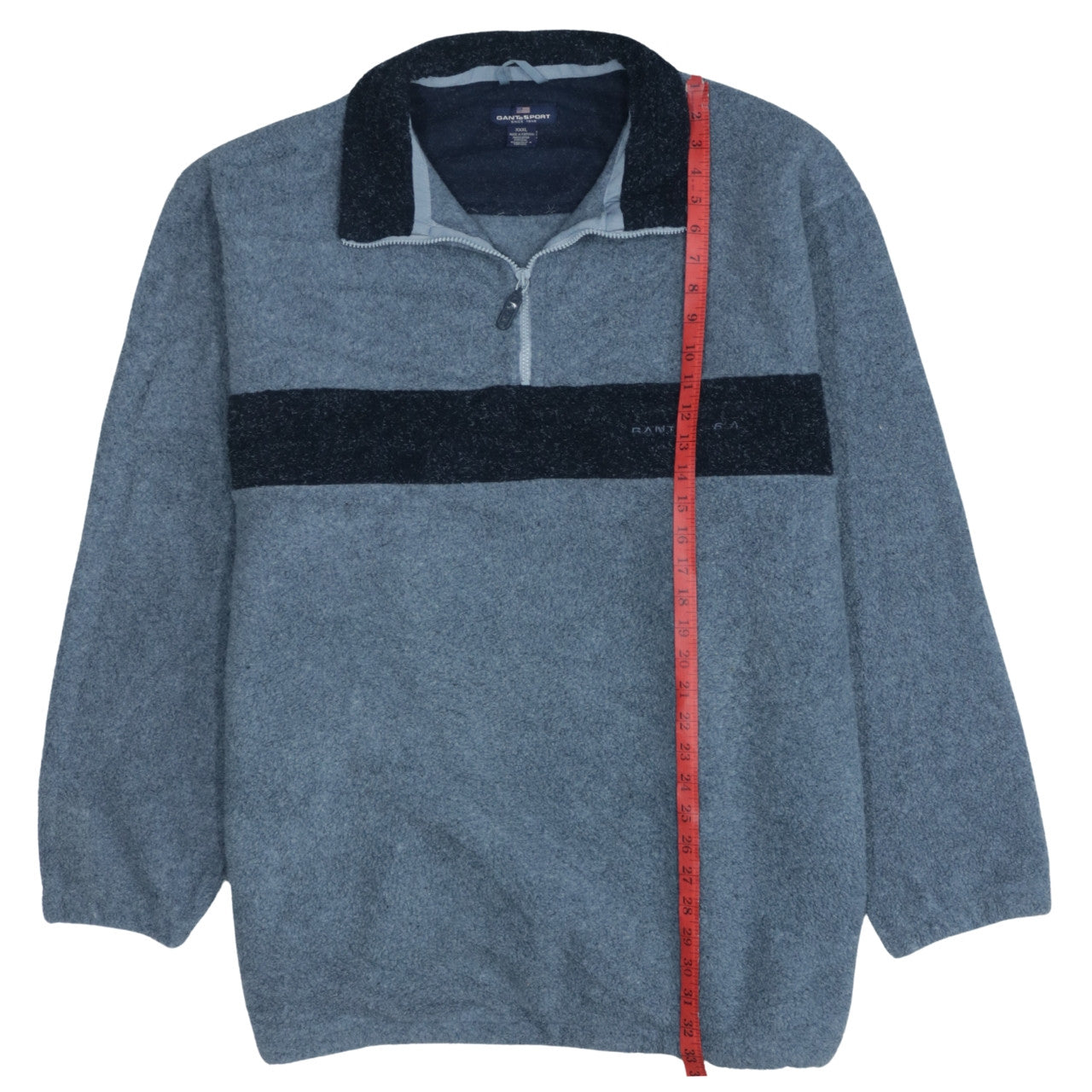 Gant Mens Grey 3XL Fleece 1/4 Zip Pullover Sweatshirt