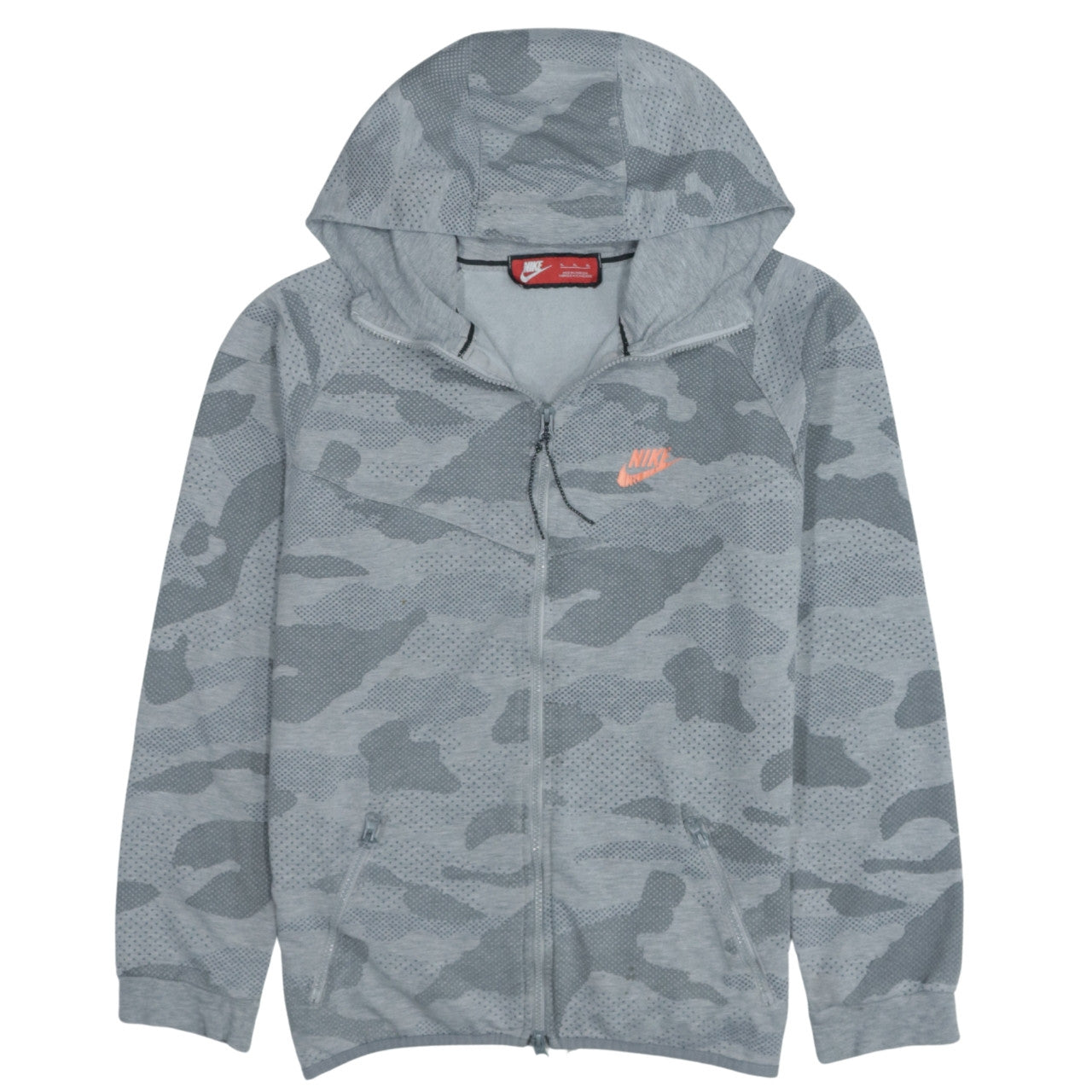 Nike Men’s Grey Camo Full Zip Hoodie XL Cotton Blend