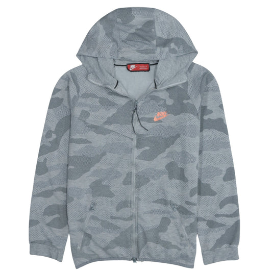 Nike Men’s Grey Camo Full Zip Hoodie XL Cotton Blend