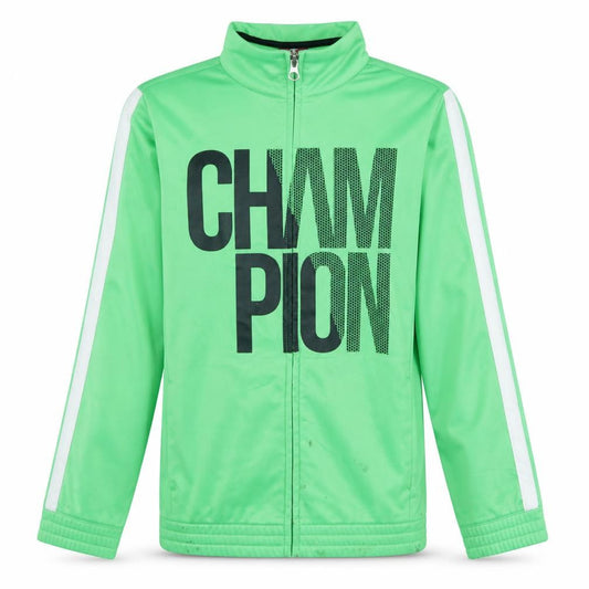 Champion Boys Green 11-12 Years Track Jacket Full Zip Logo Sportswear