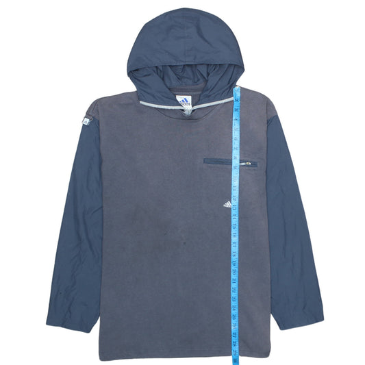 Adidas Men’s Grey Pullover Hoodie L Sports Fleece Zip Pocket