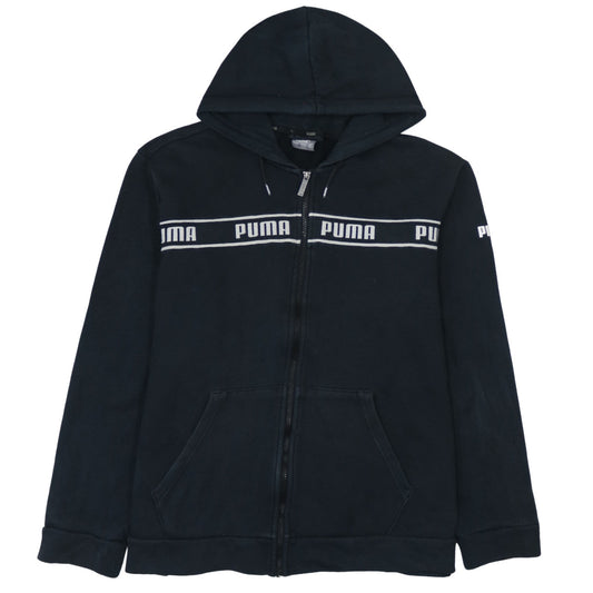 Puma Mens Black XL Full Zip Hoodie Sweatshirt Graphic Logo Sportswear