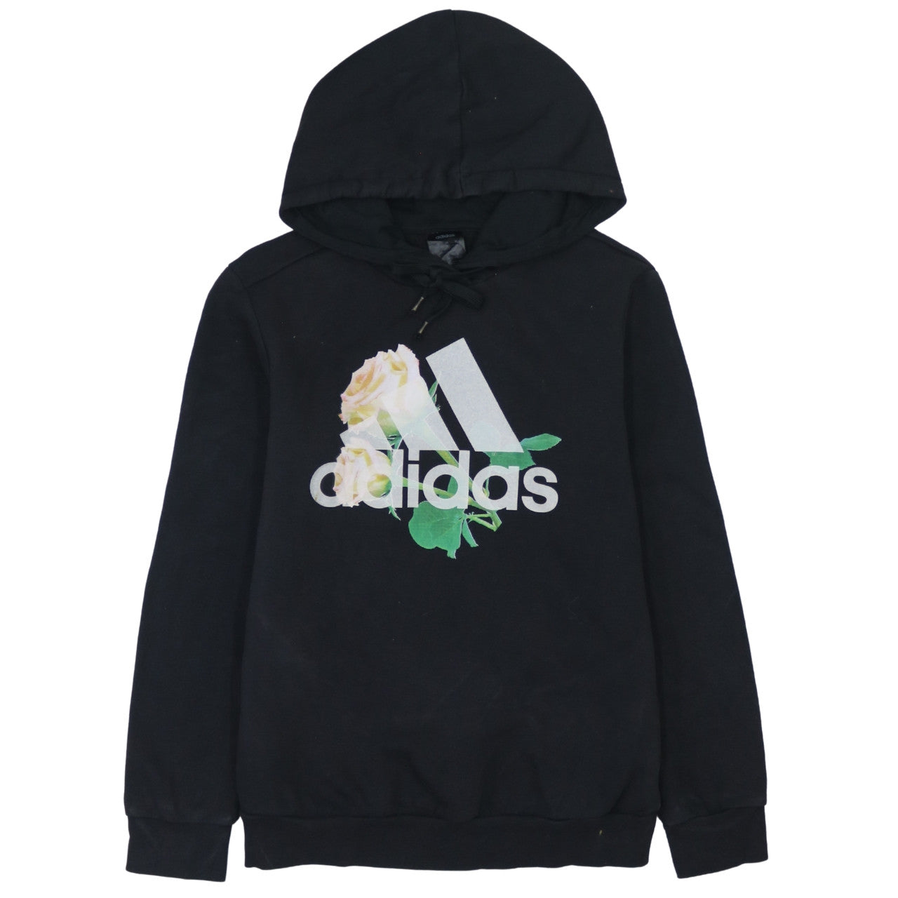 Adidas Womens Black M Pullover Hoodie Logo Floral Graphic Training